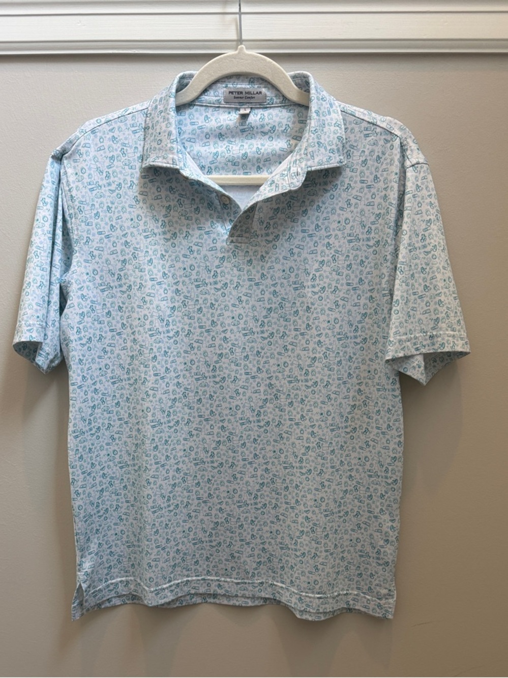 Youth Peter Millar Light Blue/Teal Polo Size L (11/12)